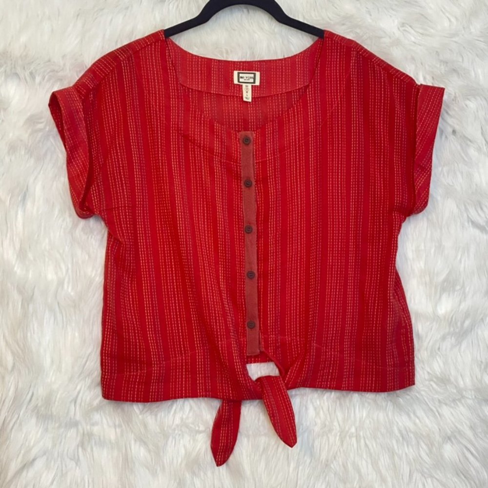 Anthropologie Mo:Vint Dani Shirt Front-Tie Button Up Blouse Small - Picture 10 of 12